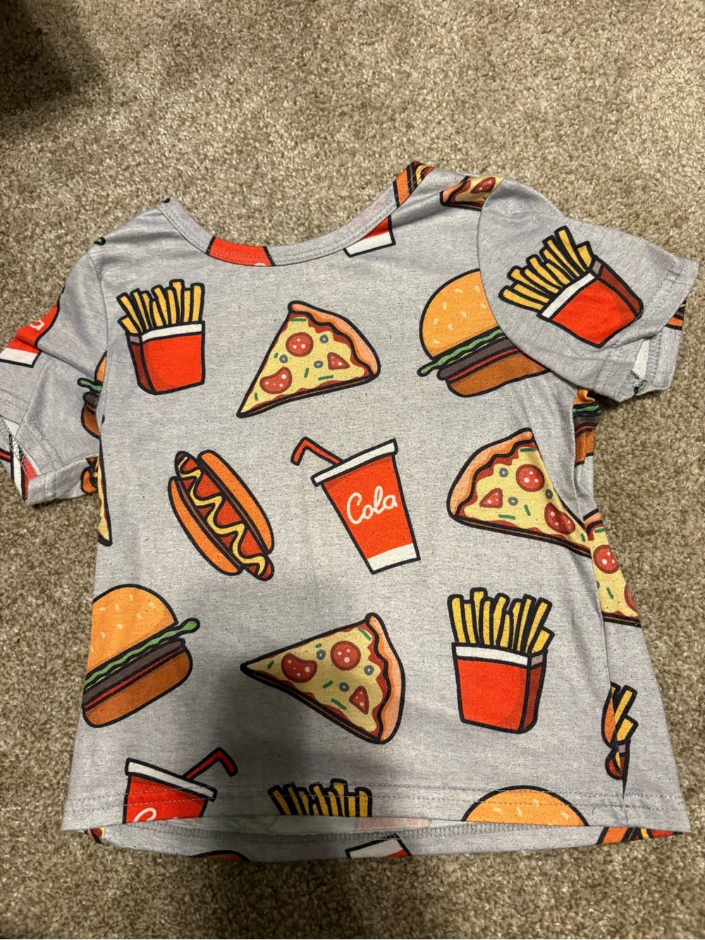 PatPat Gray Short-Sleeve Tee with Fast Food Print - Orange & Yellow Accents